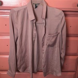 Forever 21 polyester/shiny blush pink button up